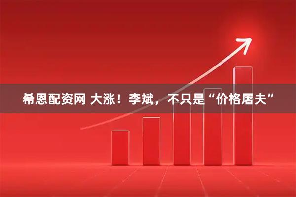 希恩配资网 大涨！李斌，不只是“价格屠夫”