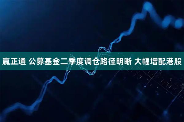 赢正通 公募基金二季度调仓路径明晰 大幅增配港股